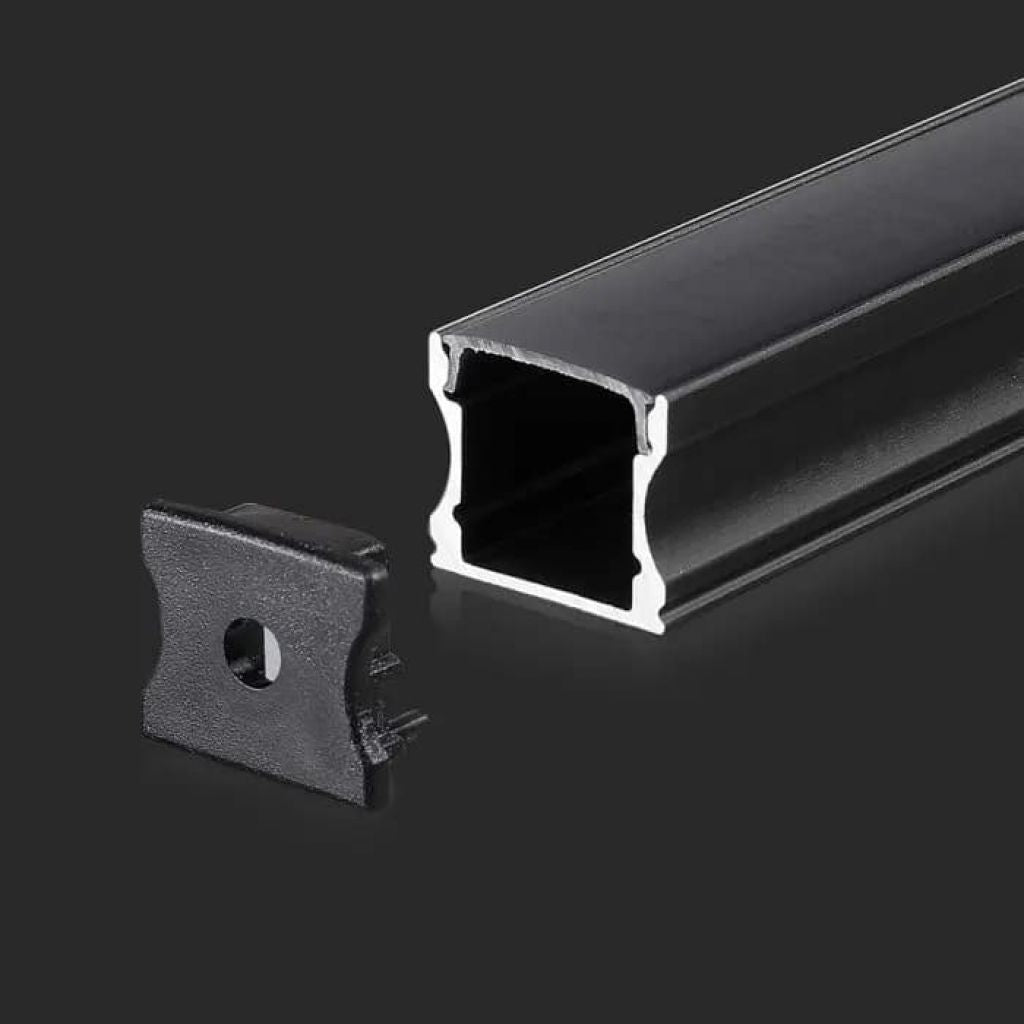 Profil za LED Trak Črn Nadometni 2000 x 17,2 x 14,4 mm
