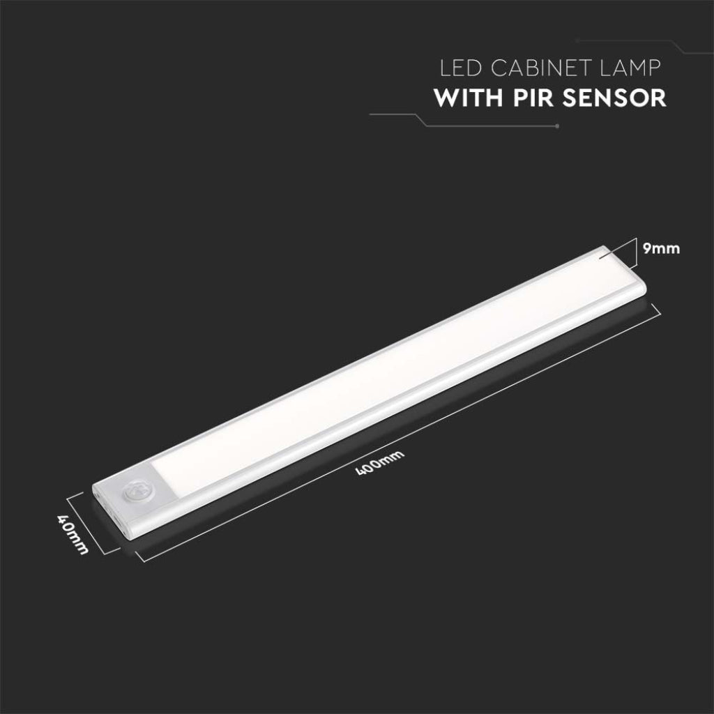 2W Micro-USB polnilna LED svetilka PIR senzor Srebrna 3000K IP20