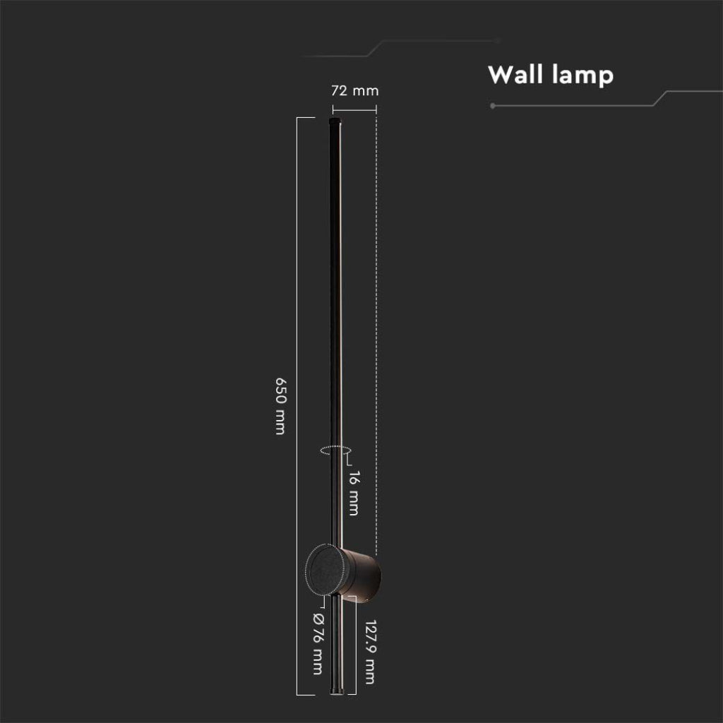 12W LED stenska svetilka črna IP65 3000K