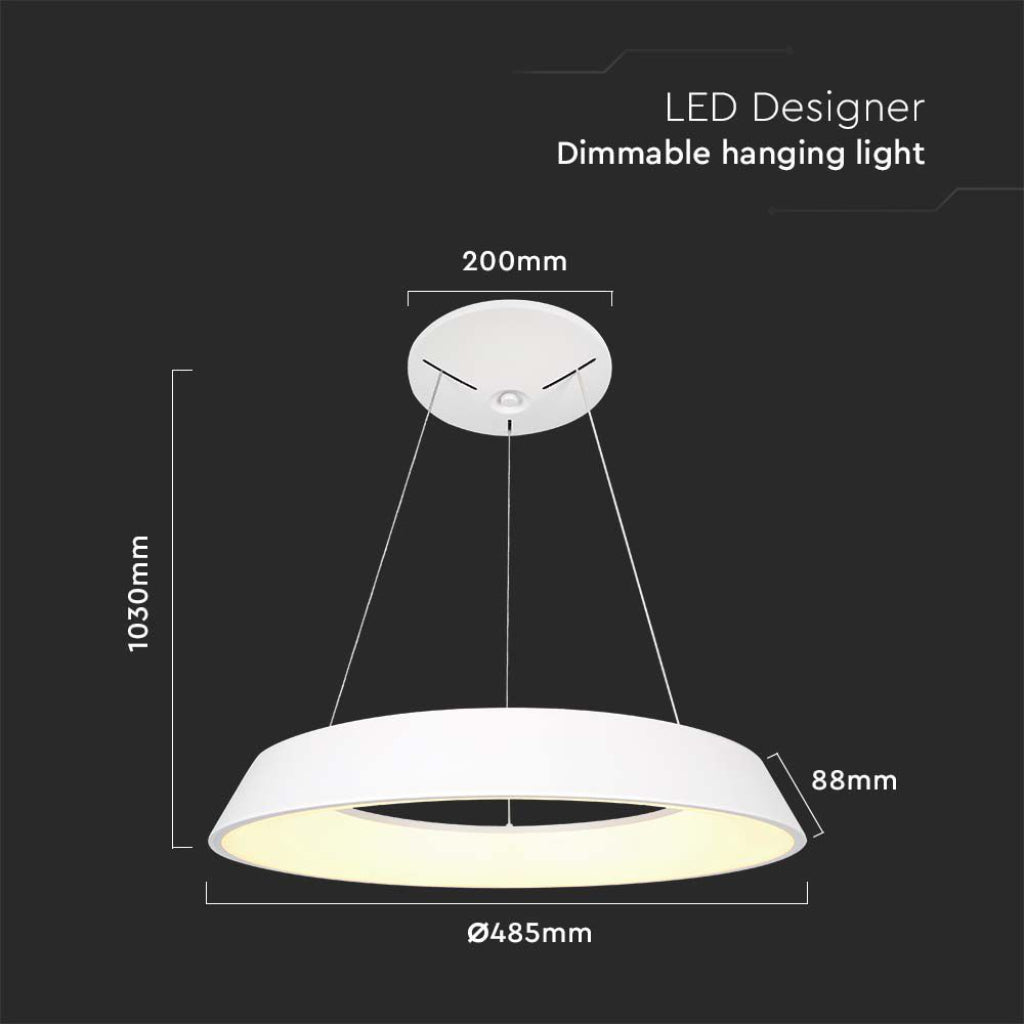 48W LED viseča svetilka zatemnitvena bela 4000K