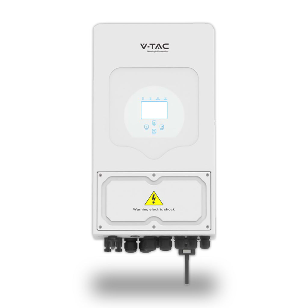 Enofazni hibridni fotonapetostni pretvornik V-TAC 6 kW z LCD barvnim zaslonom na dotik in vgrajenim pametnim števcem SKU11537