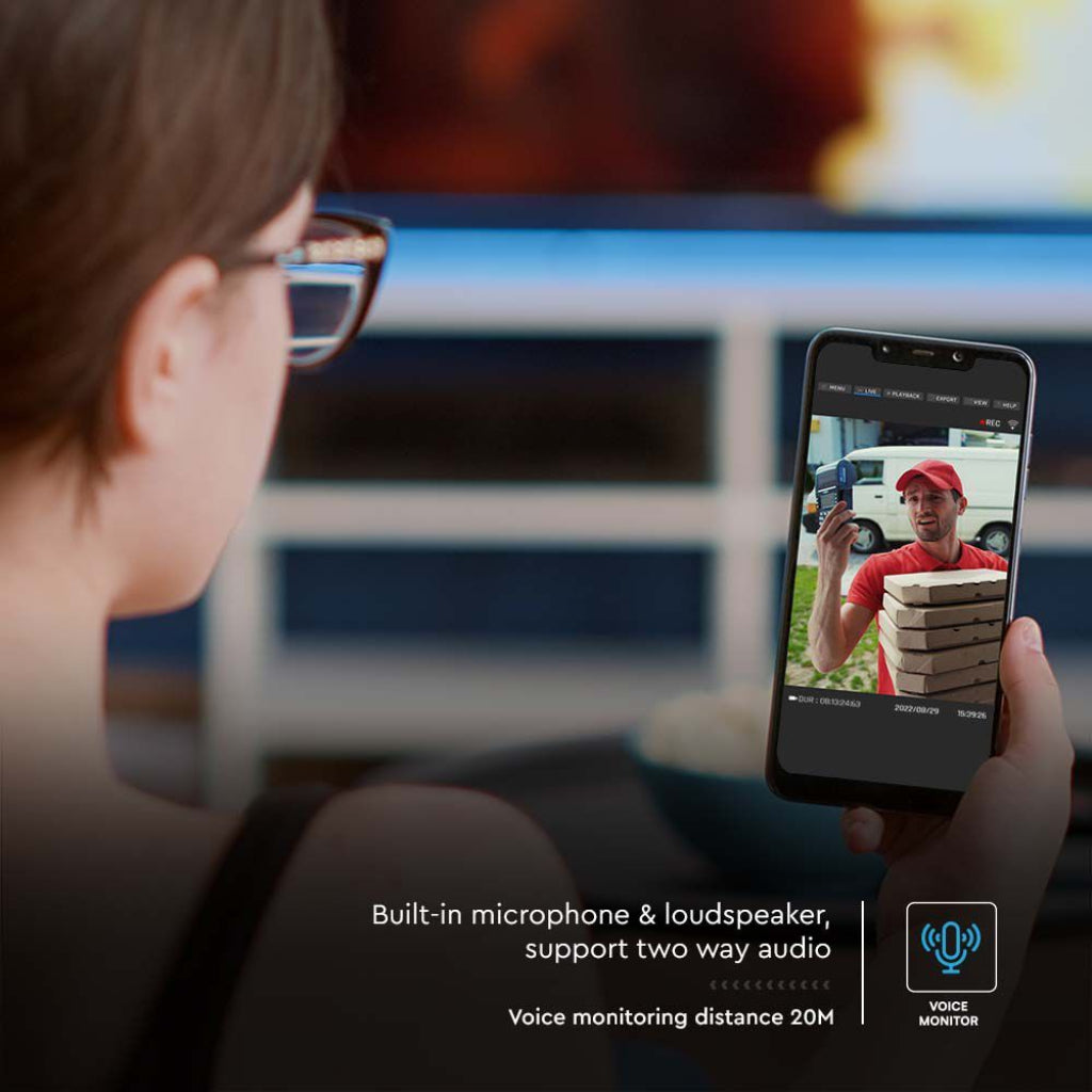 HD video nadzorna kamera WiFi PTZ senzor gibanja s sončno ploščo bele barve