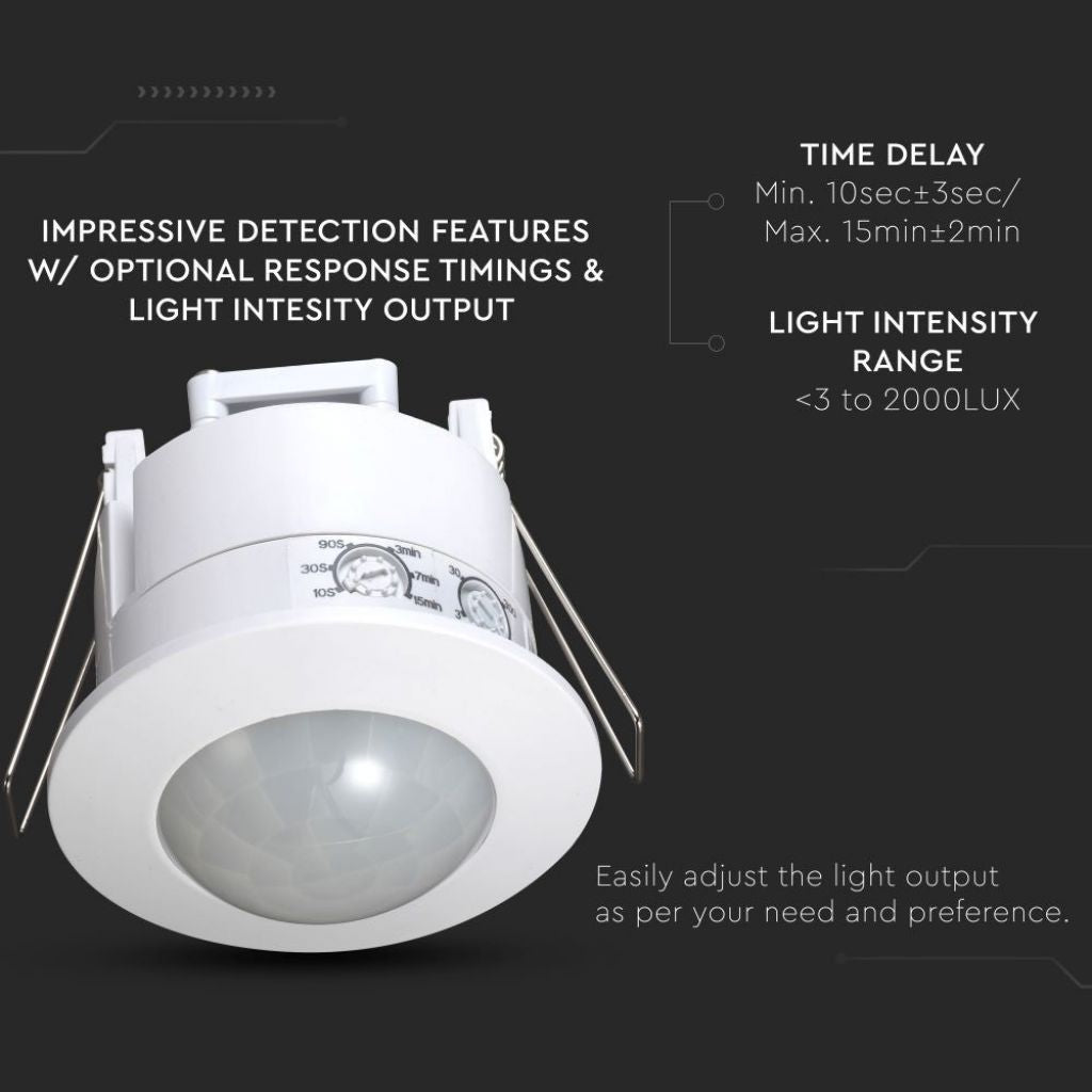 Senzor Gibanja Stropni PIR Vgradni Beli 360kot/do 6m/do 1200W