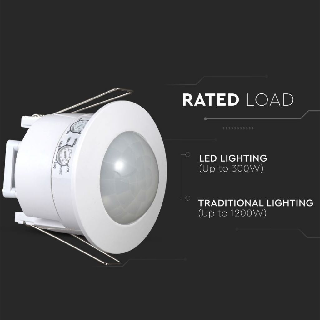 Senzor Gibanja Stropni PIR Vgradni Beli 360kot/do 6m/do 1200W