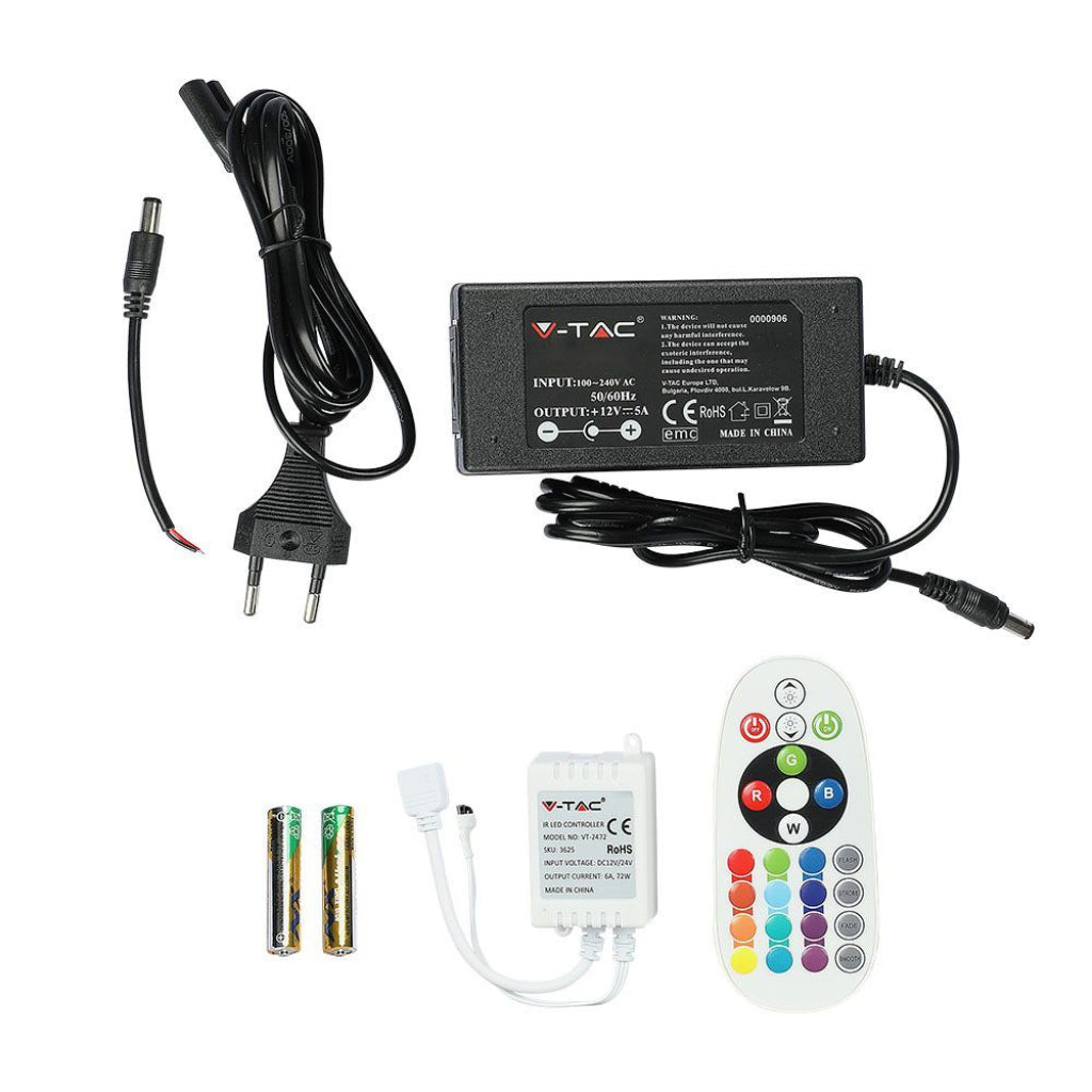 LED Strip Kit SMD5050 10W 5m 60 LEDic RGB + Remote Control IP20