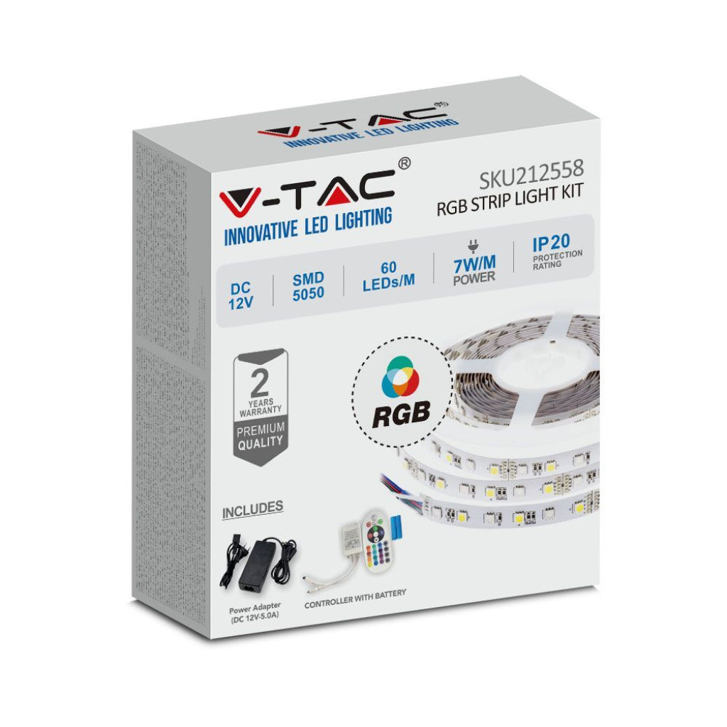 LED Strip Kit SMD5050 10W 5m 60 LEDic RGB + Remote Control IP20