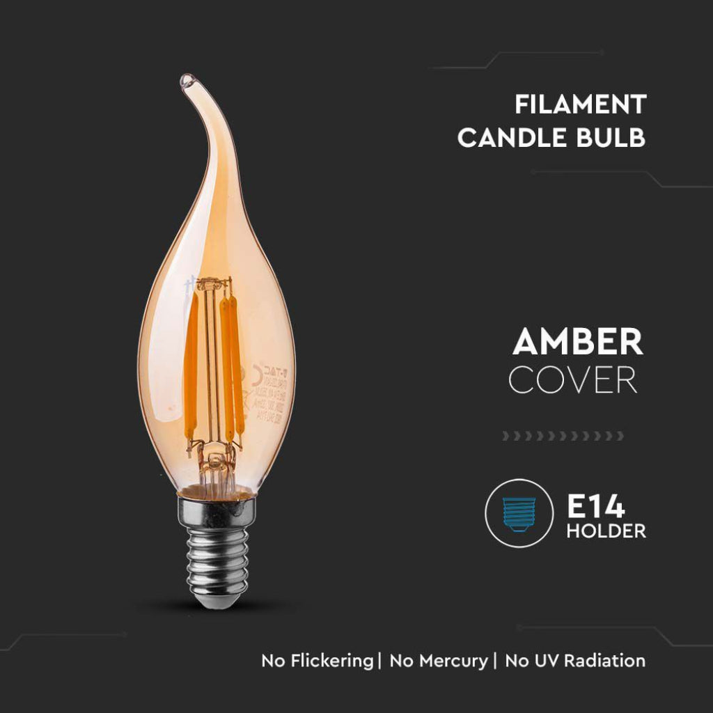 LED Žarnica 4W E14 Sveča 2200K Amber