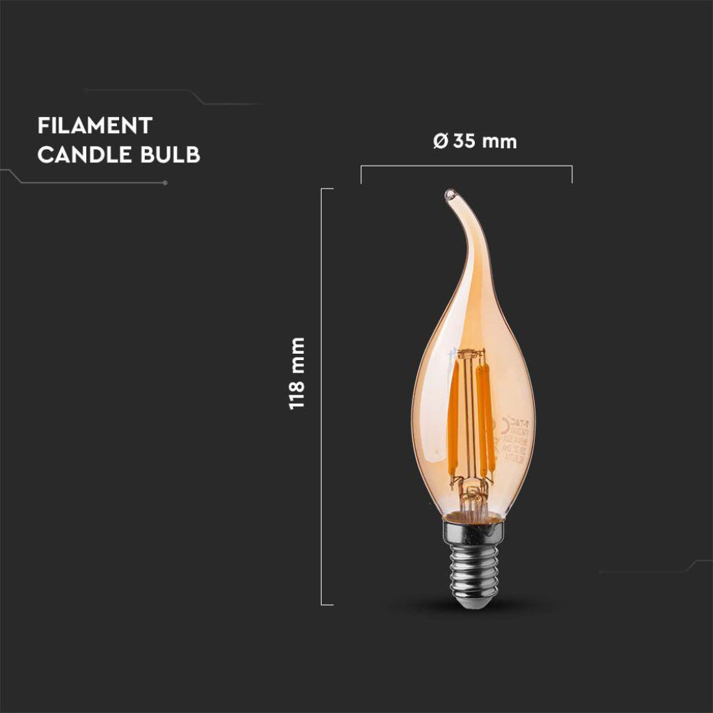 LED Žarnica 4W E14 Sveča 2200K Amber
