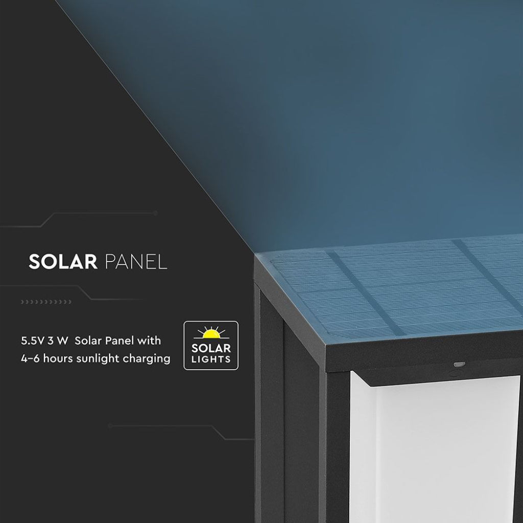 LED Solarna Lanterna Talna/Stenska Siva 2W IP65 3000K