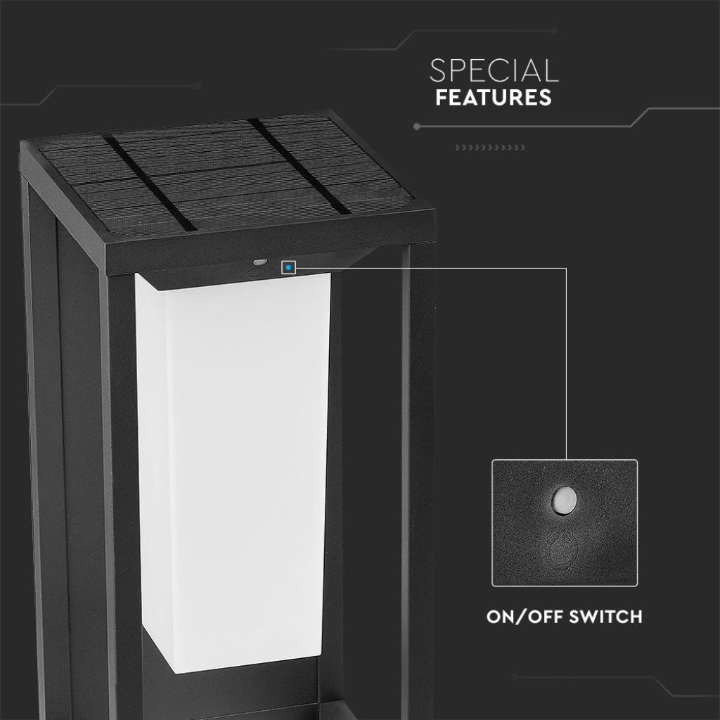 LED Solarna Lanterna Talna/Stenska Siva 2W IP65 3000K