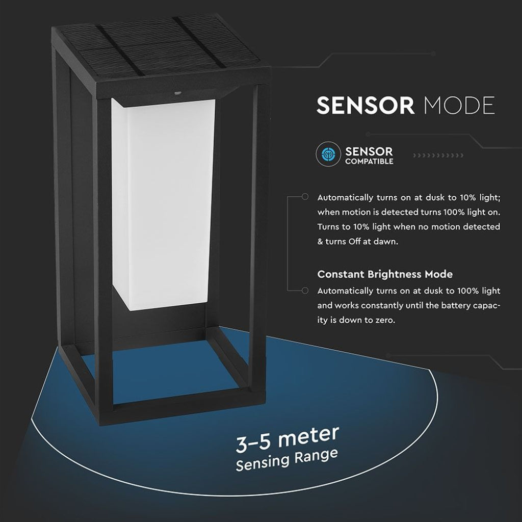LED Solarna Lanterna Talna/Stenska Siva 2W IP65 3000K