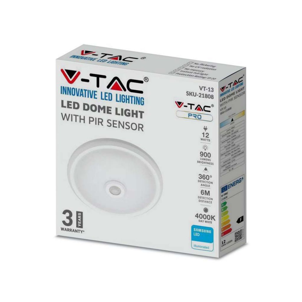 12W LED Stropna Svetilka s Senzorjem Okrogla 4000K