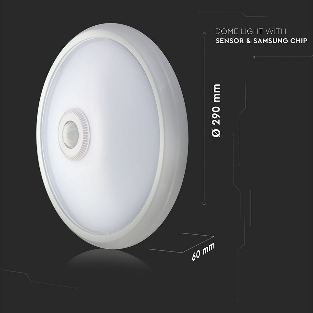 12W LED Stropna Svetilka s Senzorjem Okrogla 6400K