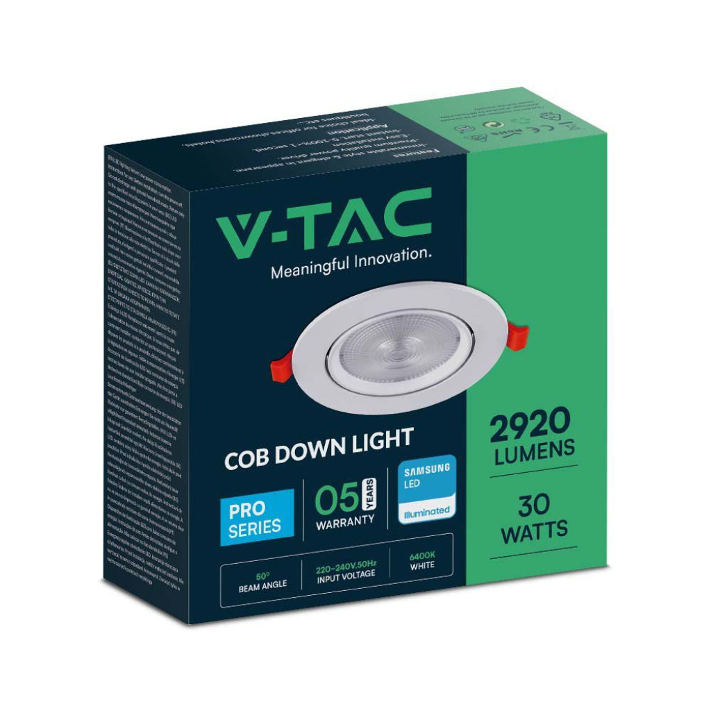 Built-in tilting LED spotlight 30W 6400K white