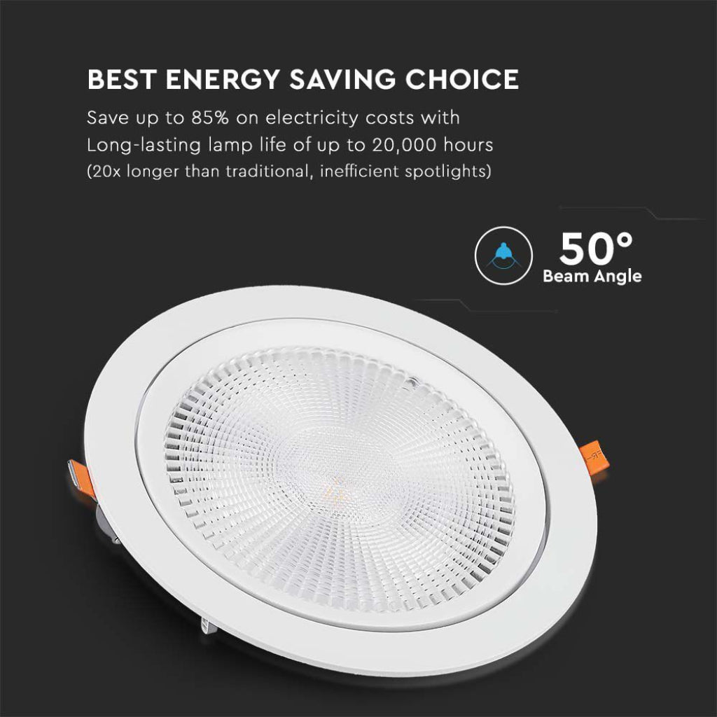 Built-in tilting LED spotlight 30W 6400K white