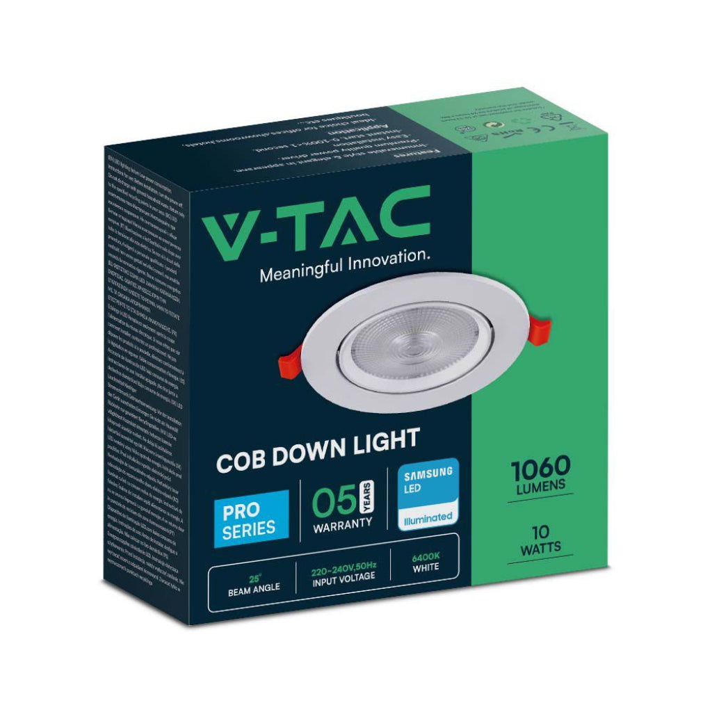 Vgradni nagibni LED spotlight 10W 6400K bel