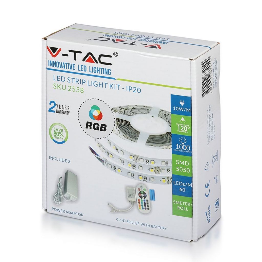 Set of LED Strip RGB Lights Set with Remote 12V IP20 5m