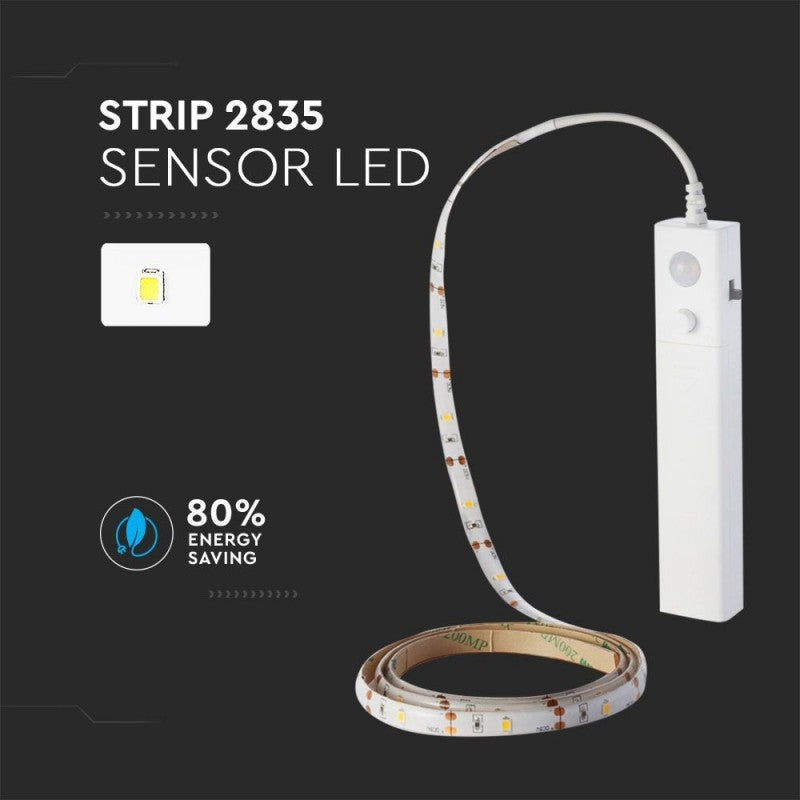Kit 2.4W LED Strip Battery 2835 Motion Sensor 1m 4000K