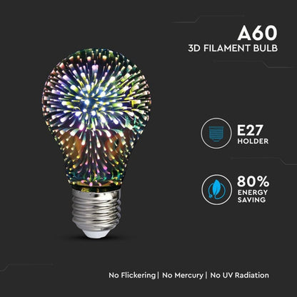 LED Žarnica 3W E27 3D A60 3000K