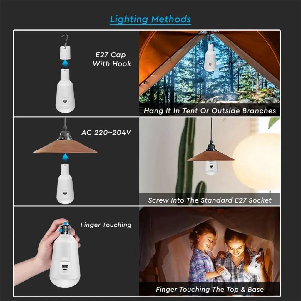 USB Polnilna LED Žarnica in Solarni Panel 7W CCT 3v1 IP20