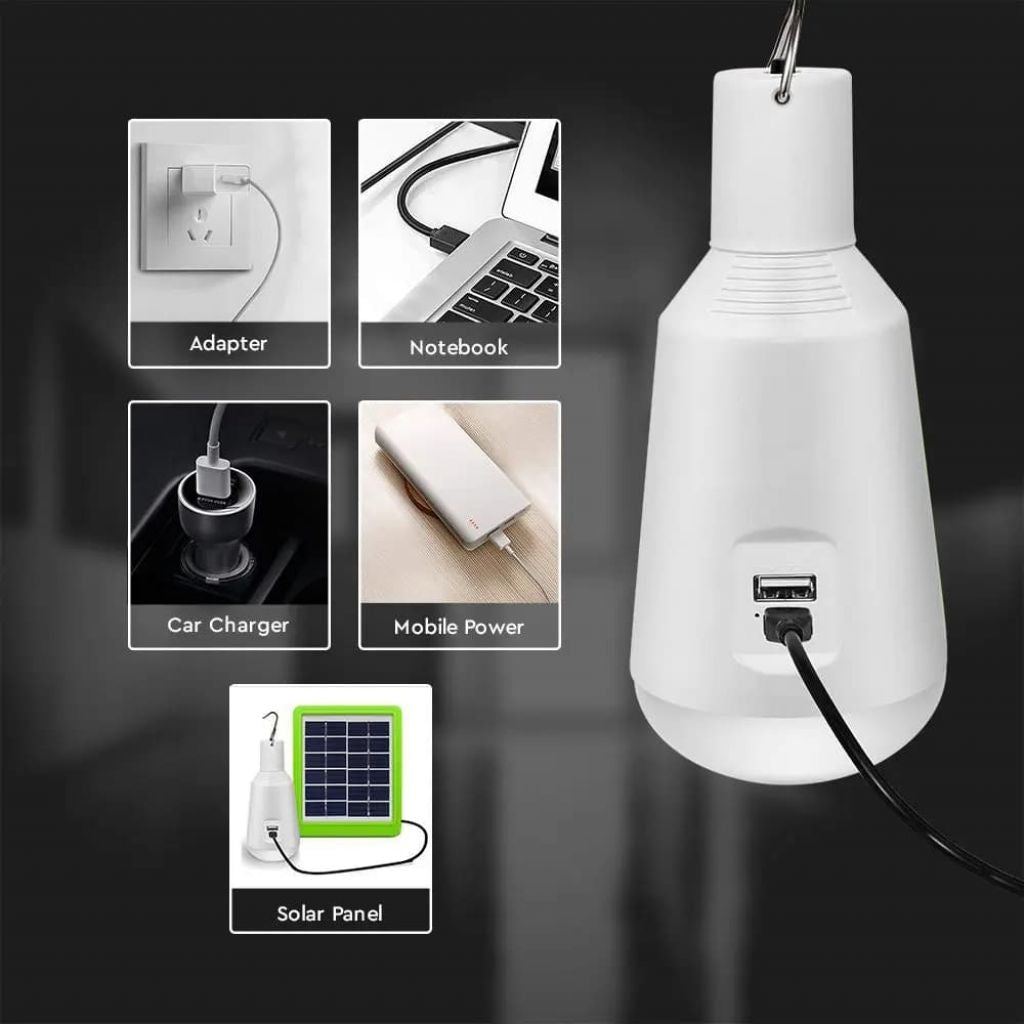 USB Polnilna LED Žarnica in Solarni Panel 7W CCT 3v1 IP20