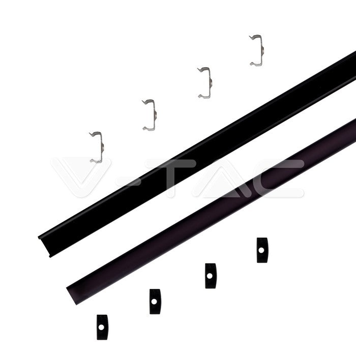 Profil za LED Trak Črn Nadometni 2000x17,4x7mm Transparentno Črna Leča