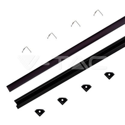 Profil za LED Trak Črn Vgradni Kotni 2000x15,8x15,8mm Transparentno Črna Leča