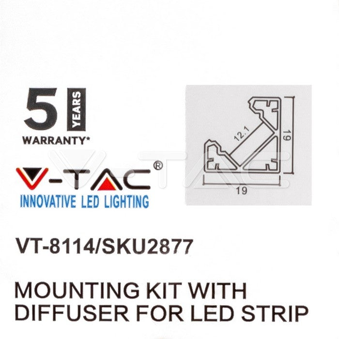 Profil za LED Trak Črn Vgradni Kotni 2000x15,8x15,8mm Transparentno Črna Leča