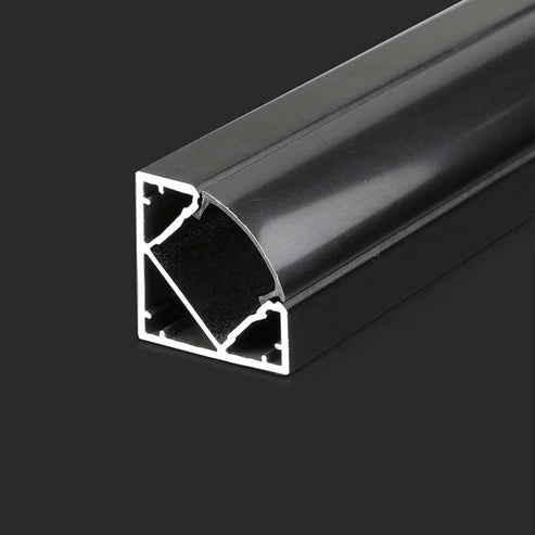 Profil za LED Trak Črn Vgradni Kotni 2000x15,8x15,8mm Transparentno Črna Leča