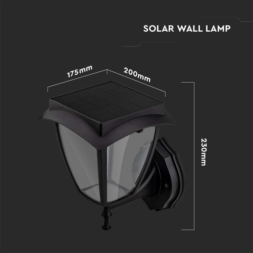 LED Solarna Lanterna Stenska Nastavljiva Črna IP44 2W