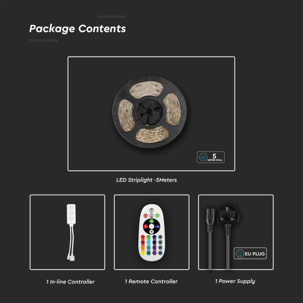 LED Strip Kit SMD5050 15W/m RGB 5m Compatible with Alexa and Google Home IP65
