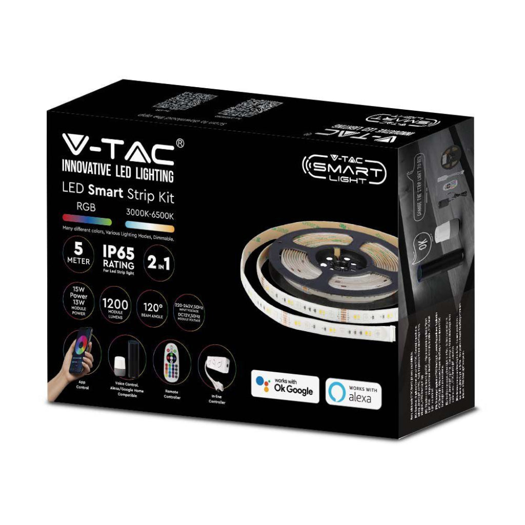 LED Strip Kit SMD5050 15W/m RGB 5m Compatible with Alexa and Google Home IP65