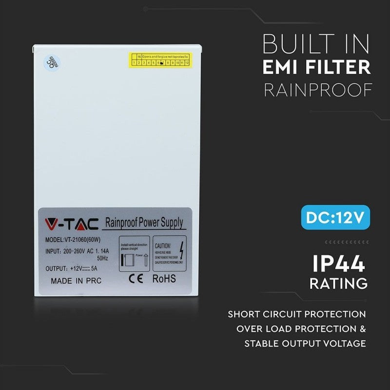 LED Napajalnik 60W 12V 5A IP44