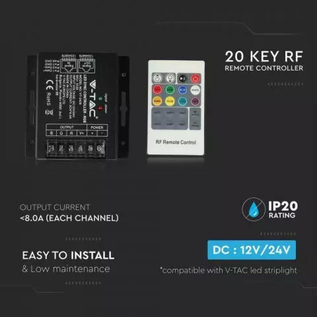 RF Daljinski Upravljalnik LED RGB z 20 Tipkami