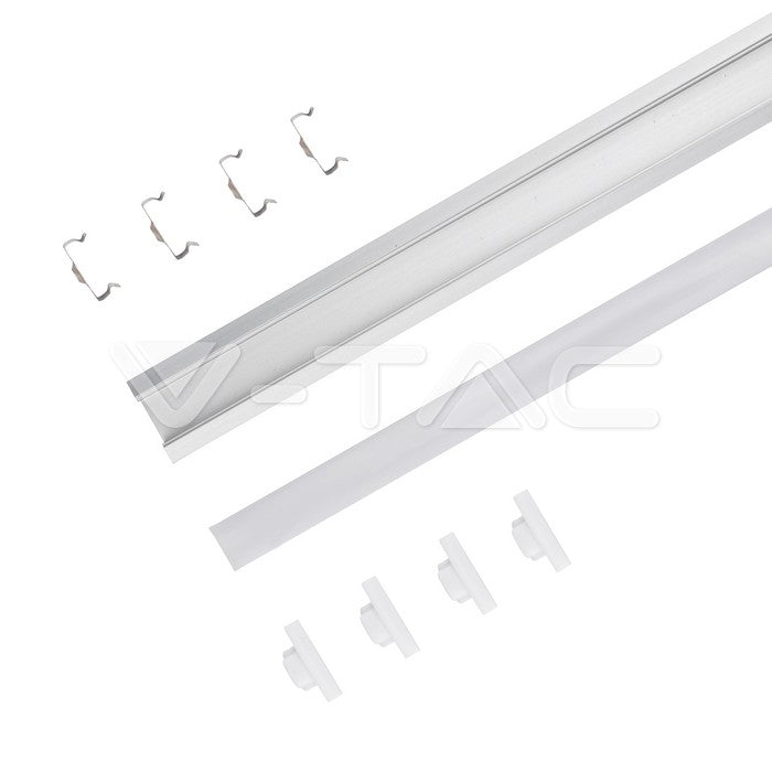 Profil za LED Trak Srebrn Vgradni 2000x24,7x7mm Mlečna Leča