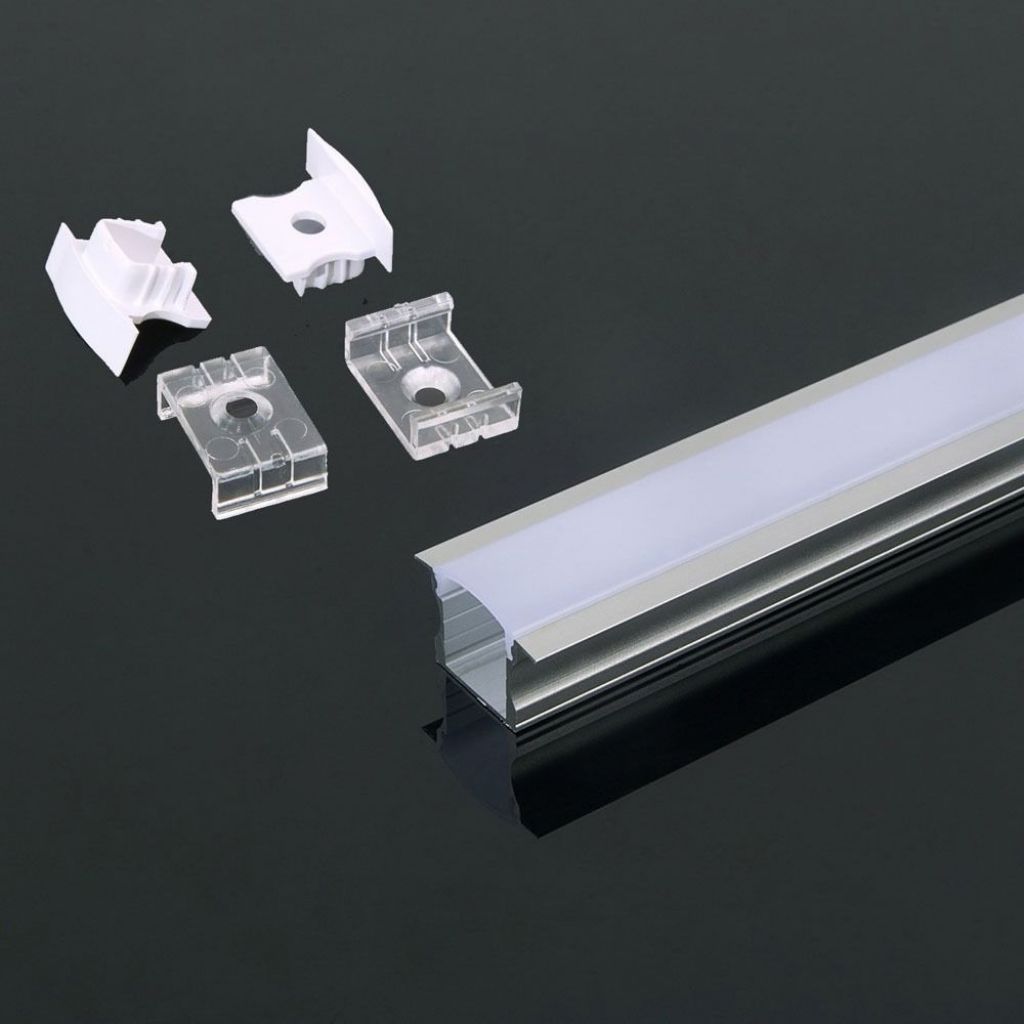 Profil za LED Trak Srebrn Vgradni 2000x23x15,5mm Mlečna Leča