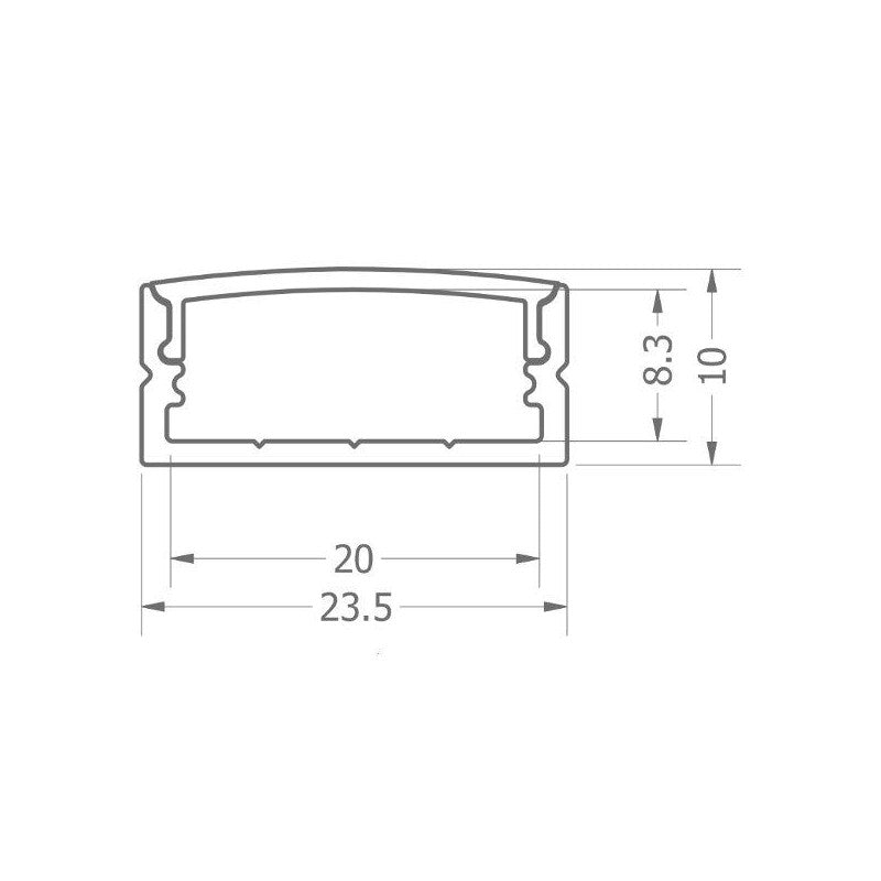 Profil za LED Trak Srebrn Nadometni 2000x23,5x10mm Mlečna Leča