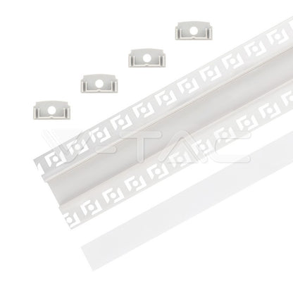 Profil za LED Trak Srebrn Vgradni za Mavec 2000x28,5x14mm Mlečna Leča