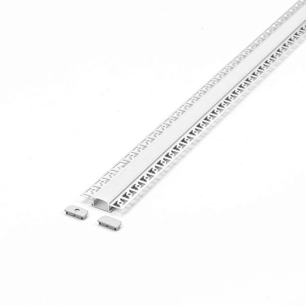 Profil za LED Trak Srebrn Vgradni za Mavec 2000x28,5x14mm Mlečna Leča