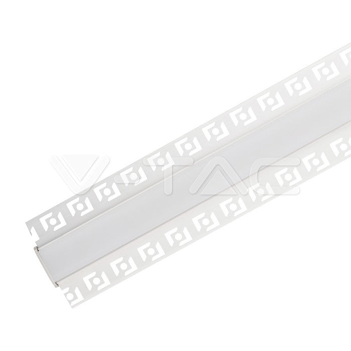 Profil za LED Trak Srebrn Vgradni za Mavec 2000x28,5x14mm Mlečna Leča