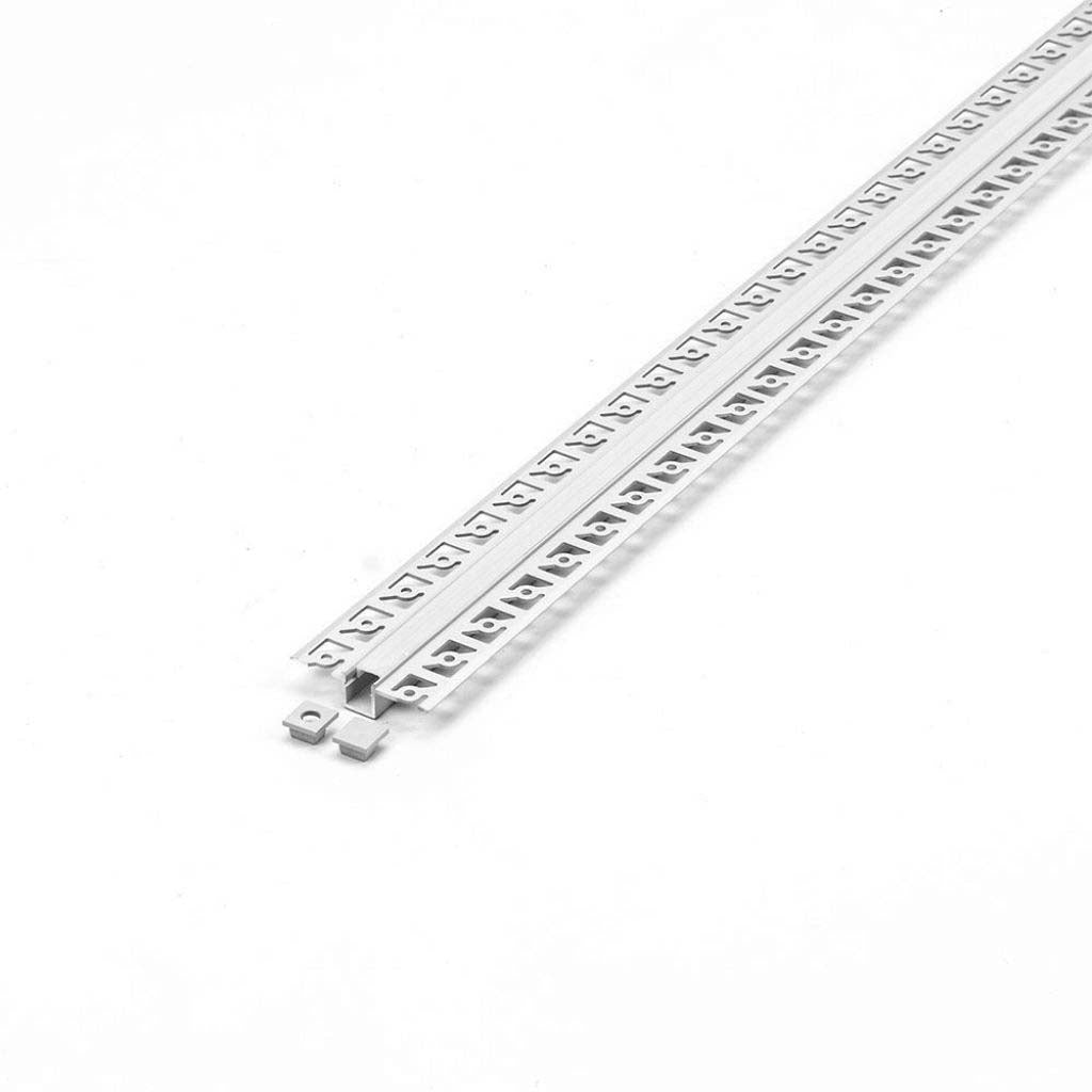 Profil za LED Trak Srebrn Vgradni za Mavec 2000x12,5x13,3mm Mlečna Leča