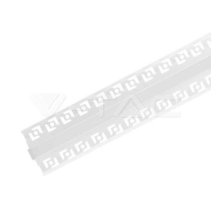 Profil za LED Trak Srebrn Vgradni za Mavec 2000x12,5x13,3mm Mlečna Leča