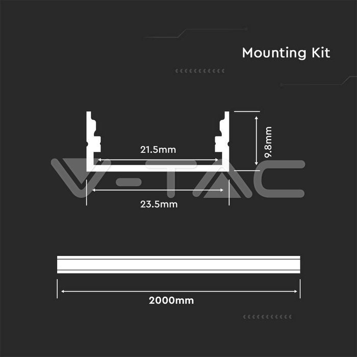 Profil za LED Trak Bel Nadometni 2000x23,5x10mm Mlečna Leča