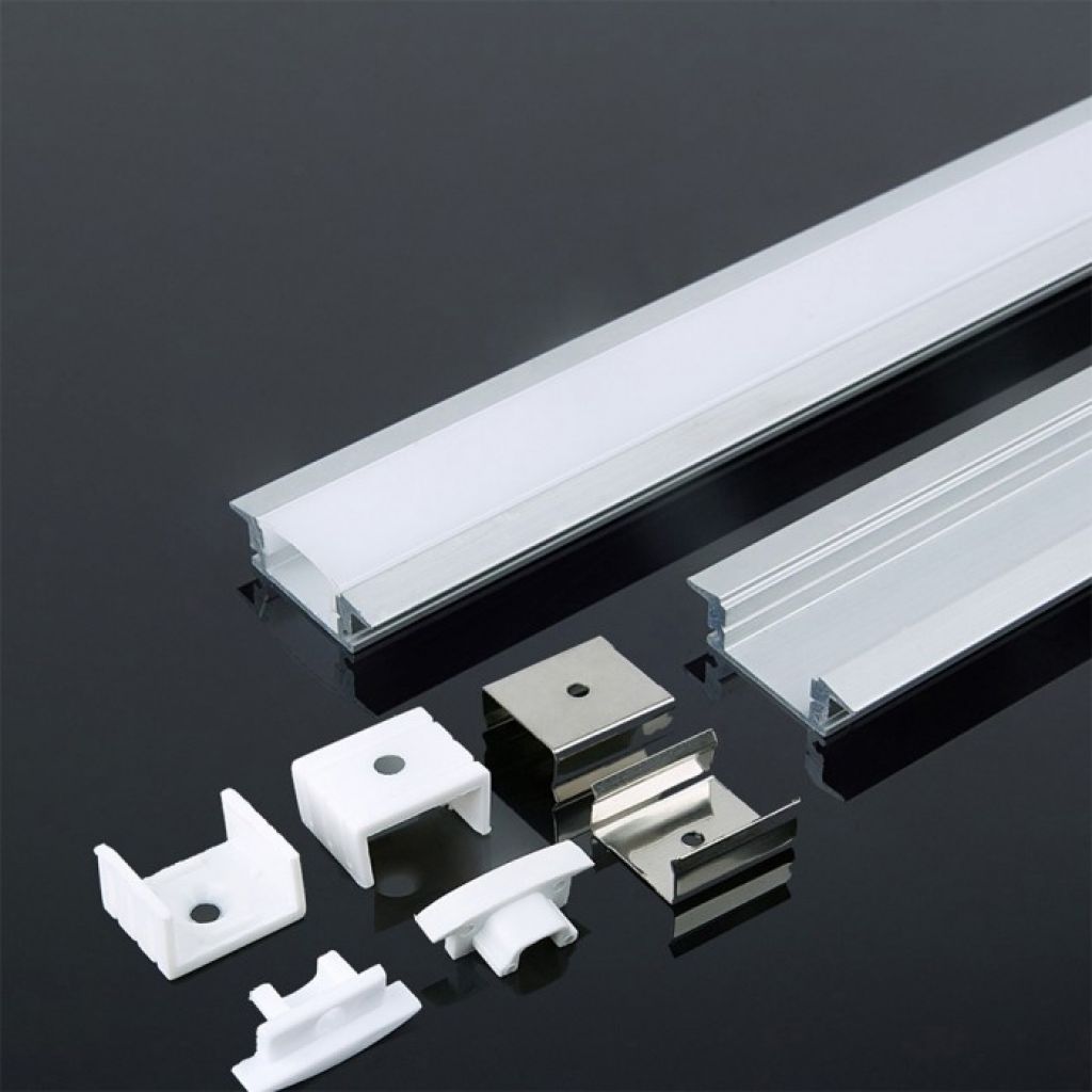 Profil za LED Trak Bel Vgradni 2000x24,7x7mm Mlečna Leča