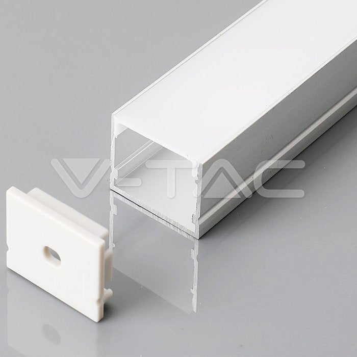 Profil za LED Trak Srebrn Nadometni 2000x30x20mm Mlečna Leča