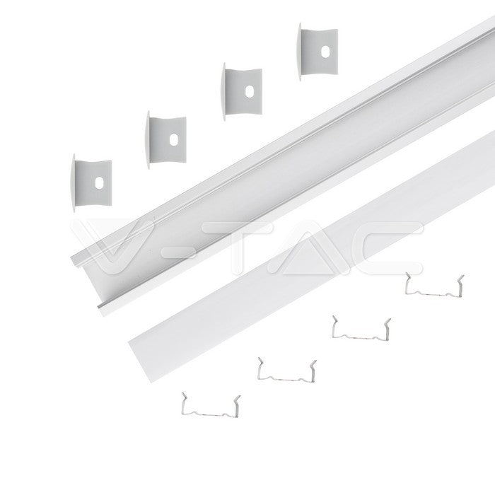 Profil za LED Trak Srebrn Vgradni 2000x30x20mm Mlečna Leča