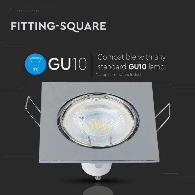 GU10 Housing Square Chrome