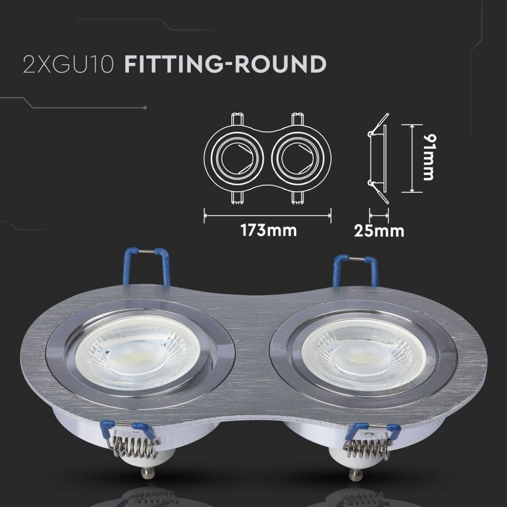 2 x GU10 Ohišje Okroglo Aluminij