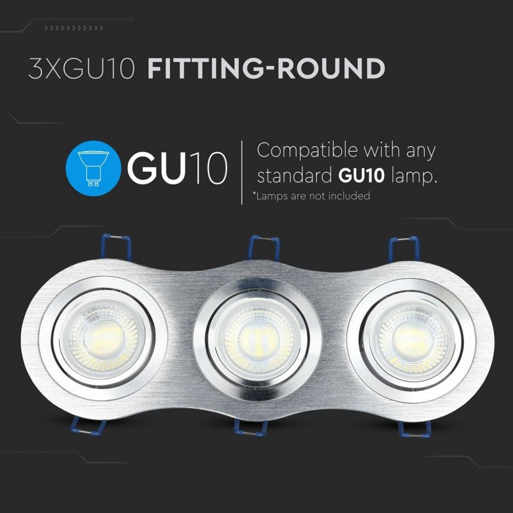 3 x GU10 Ohišje Okroglo Aluminij