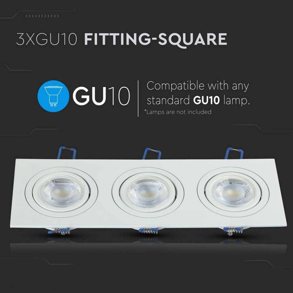 3 x GU10 Housing Square White